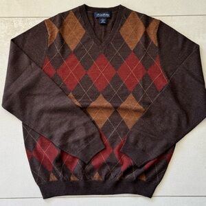 Brooks Brothers Men's V-Neck merino wool sweater sz S